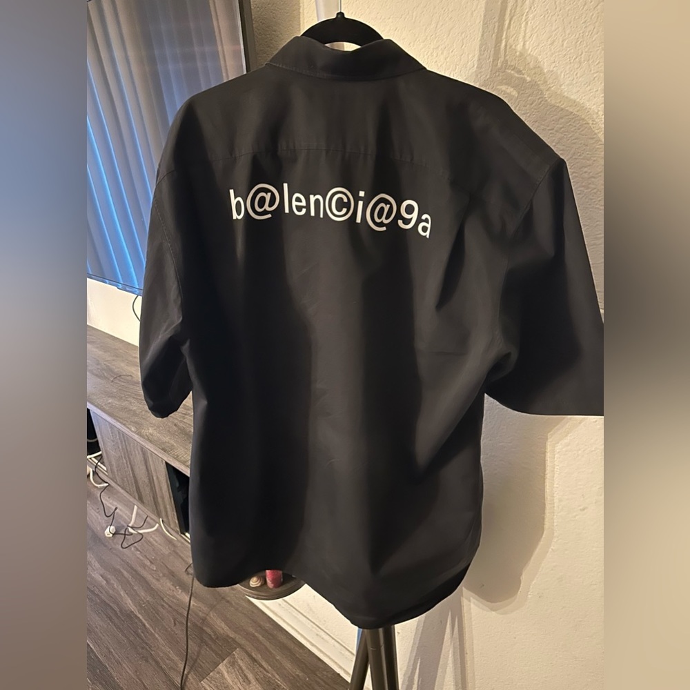 Balenciaga button up shirt size XXL black with back logo
